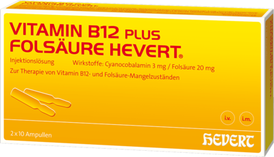 VITAMIN B12 PLUS Folsäure Hevert a 2 ml Ampullen