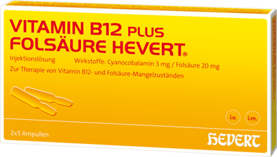 VITAMIN B12 PLUS Folsäure Hevert a 2 ml Ampullen