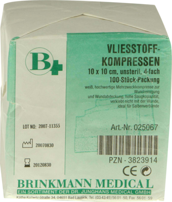 VLIESSTOFF-KOMPRESSEN unsteril 10x10 cm 4fach