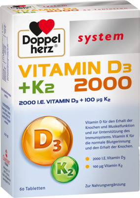 DOPPELHERZ Vitamin D3 2000+K2 system Tabletten