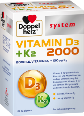 DOPPELHERZ Vitamin D3 2000+K2 system Tabletten