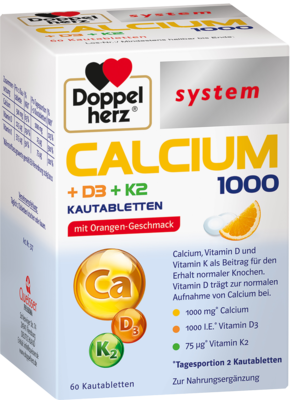 DOPPELHERZ Calcium 1000+D3+K2 system Kautabletten