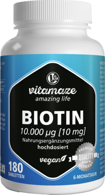 BIOTIN 10 mg hochdosiert vegan Tabletten